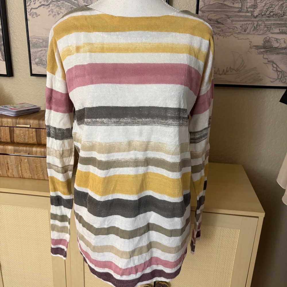 LORO PIANA striped linen Knit Top Size 44 / US 8